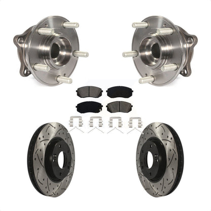 Hub Bearing Assembly Drilled Slot Brake Rotor & Pad Front Kit For Hyundai Sonata