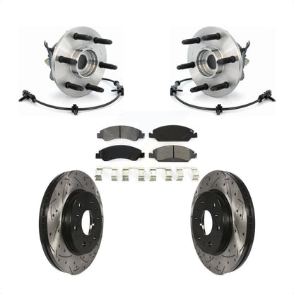 Hub Bearing Drilled Slot Brake Rotor & Pad Front Kit For Chevrolet GMC Silverado
