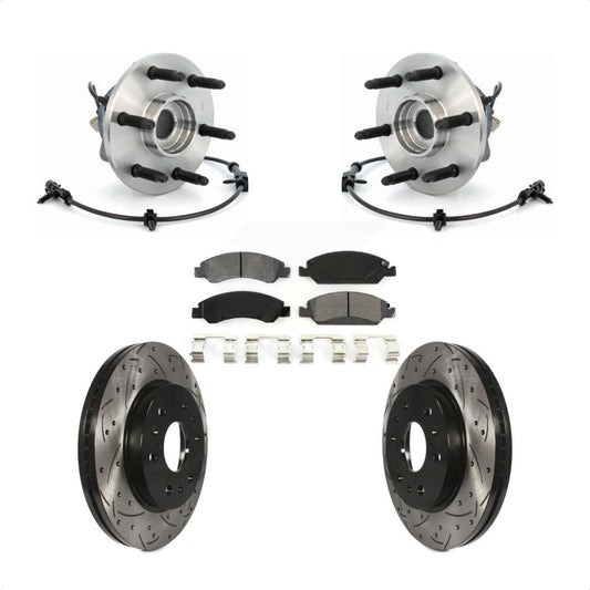 Hub Bearing Drilled Slot Brake Rotor & Pad Front Kit For Chevrolet GMC Silverado