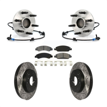 Hub Bearing Drilled Slot Brake Rotor & Pad Front Kit For Chevrolet GMC Silverado