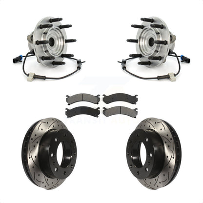 Hub Bearing Drilled Slot Brake Rotor Pad Front Kit For GMC Chevrolet Sierra 2500