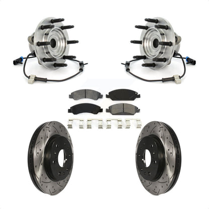 Hub Bearing Drilled Slot Brake Rotor & Pad Front Kit For Chevrolet GMC Silverado