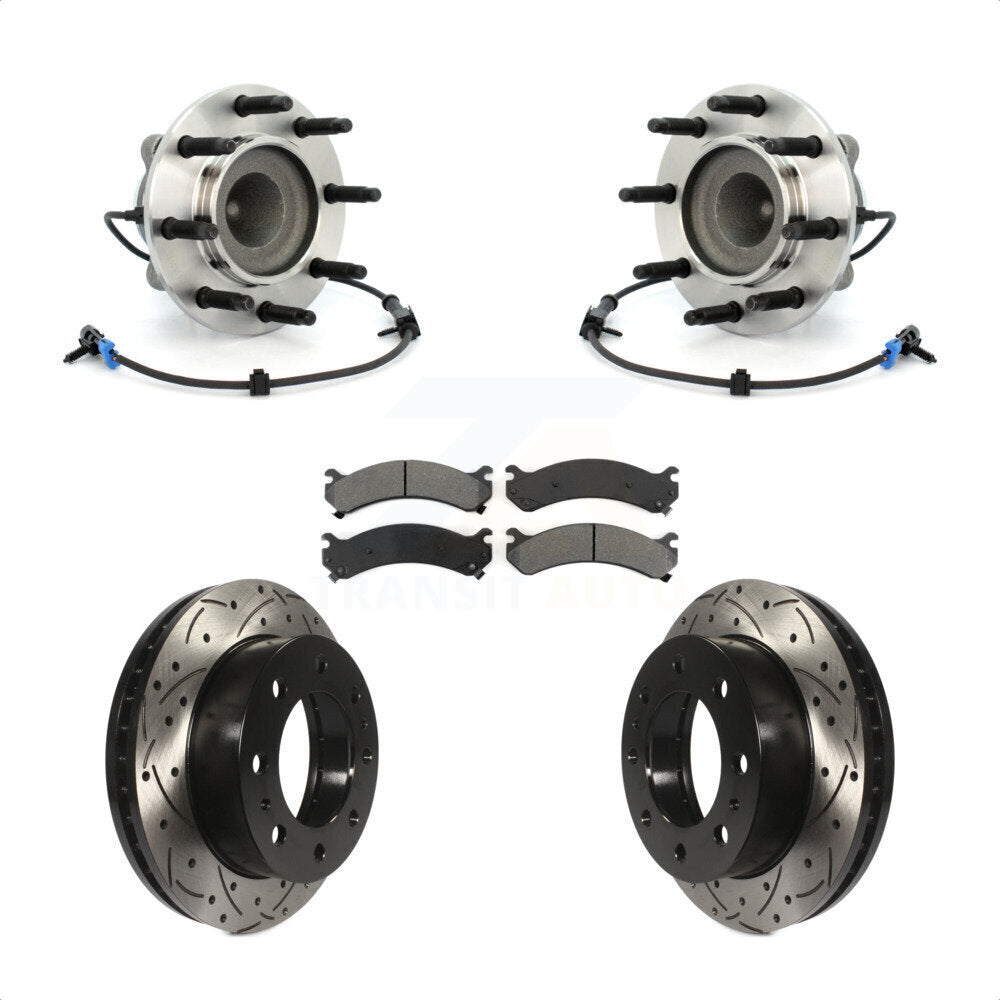 Hub Bearing Drill Slot Brake Rotor Pads Front Kit For Chevrolet GMC Express 2500