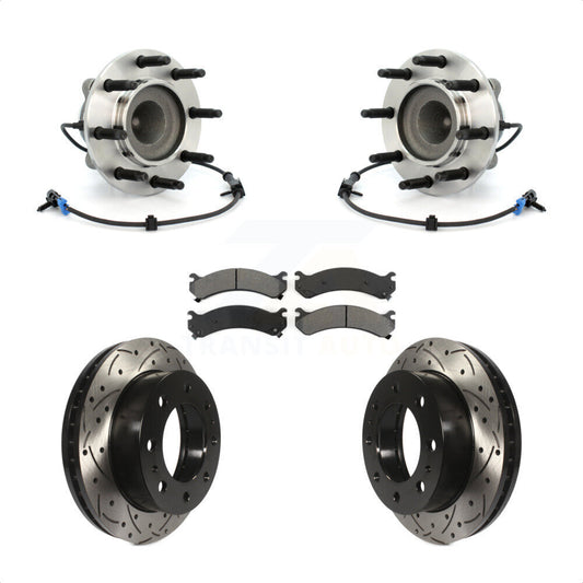 Hub Bearing Drill Slot Brake Rotor Pads Front Kit For Chevrolet GMC Express 2500