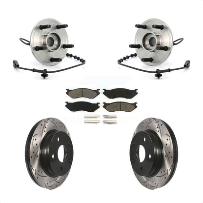 Hub Bearing Assembly Drilled Slot Brake Rotor & Pad Front Kit For Dodge Ram 1500