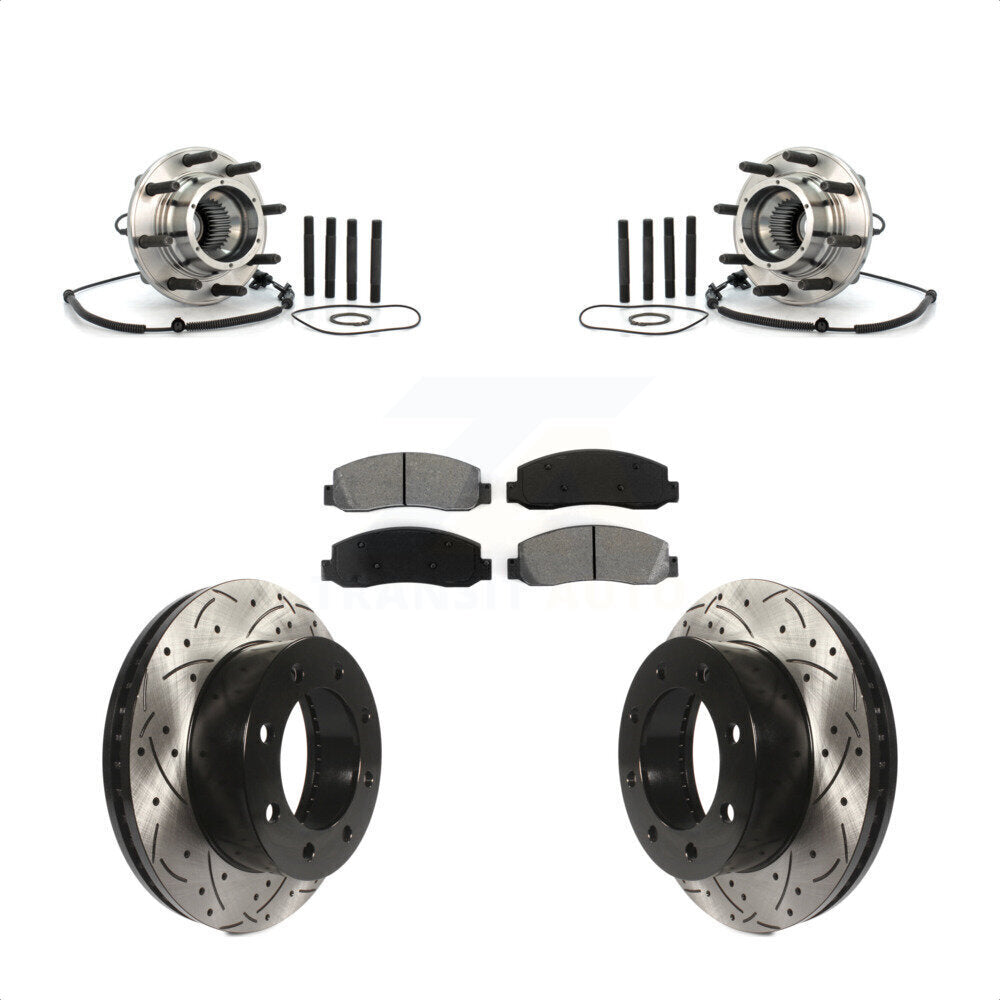 Hub Bearing Drill Slot Brake Rotor Pad Front Kit For Ford F-250 Super Duty F-350