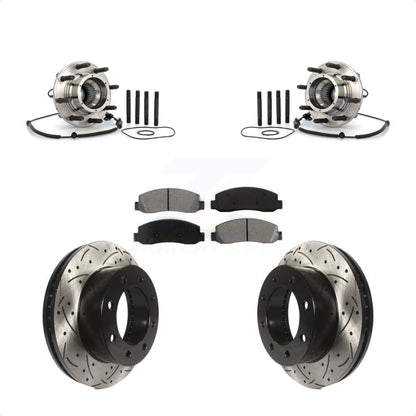 Hub Bearing Drill Slot Brake Rotor Pad Front Kit For Ford F-250 Super Duty F-350