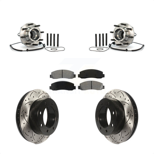 Hub Bearing Drill Slot Brake Rotor Pad Front Kit For Ford F-250 Super Duty F-350