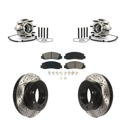 Hub Bearing Drilled Slot Brake Rotor Pad Front Kit For Ford F-250 Super Duty 4WD
