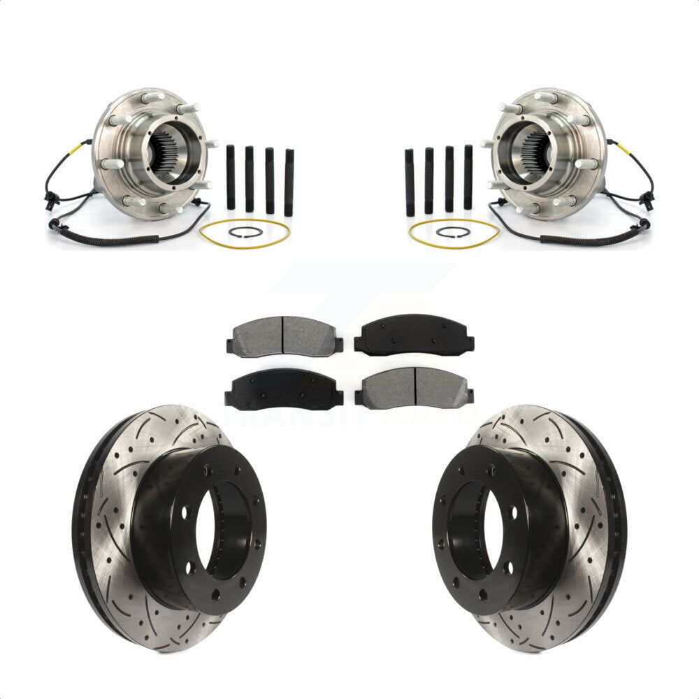 Hub Bearing Coat Drill Slot Brake Rotor Pads Front Kit For Ford F-250 Super Duty