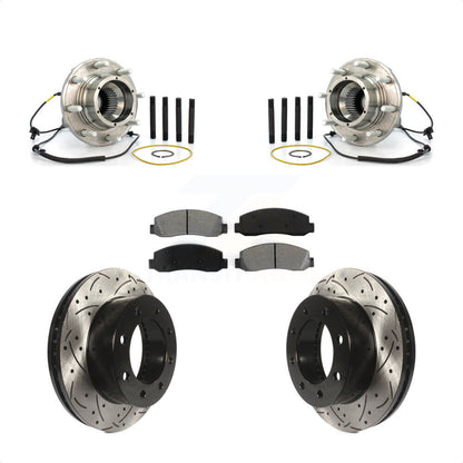Hub Bearing Coat Drill Slot Brake Rotor Pads Front Kit For Ford F-250 Super Duty