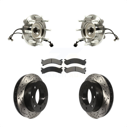 Hub Bearing Drilled Slot Brake Rotor Pad Front Kit For GMC Chevrolet Sierra 2500