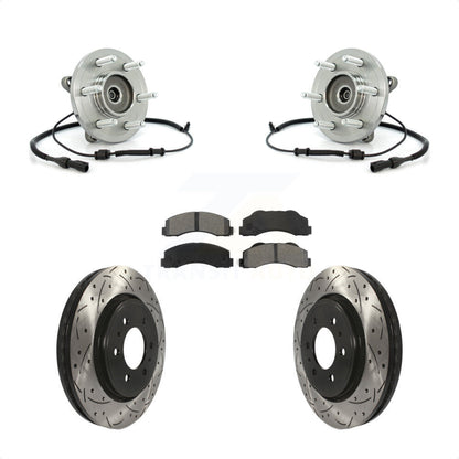 Hub Bearing Drill Slot Brake Rotor Pad Front Kit For Ford Expedition Lincoln 4WD