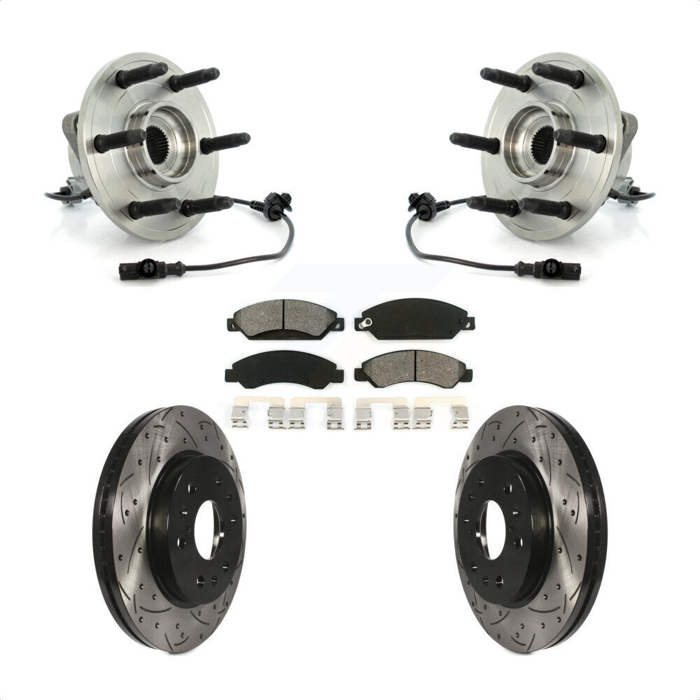 Hub Bearing Drill Slot Brake Rotor Pads Front Kit For Chevrolet Avalanche GMC XL