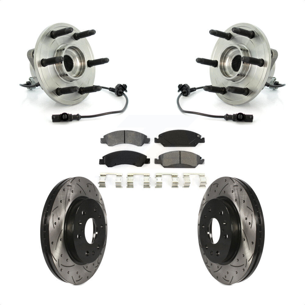 Hub Bearing Drilled Slot Brake Rotor Pad Front Kit For Chevrolet GMC Sierra 1500