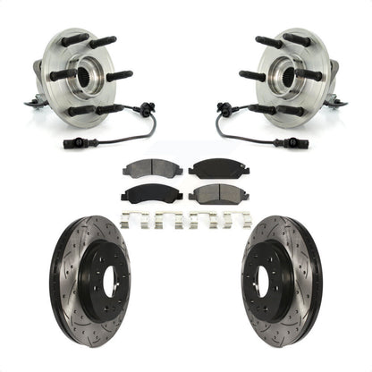 Hub Bearing Drilled Slot Brake Rotor Pad Front Kit For Chevrolet GMC Sierra 1500