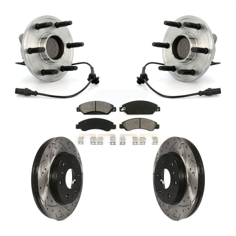 Hub Bearing Drill Slot Brake Rotor Pads Front Kit For Chevrolet Avalanche GMC XL