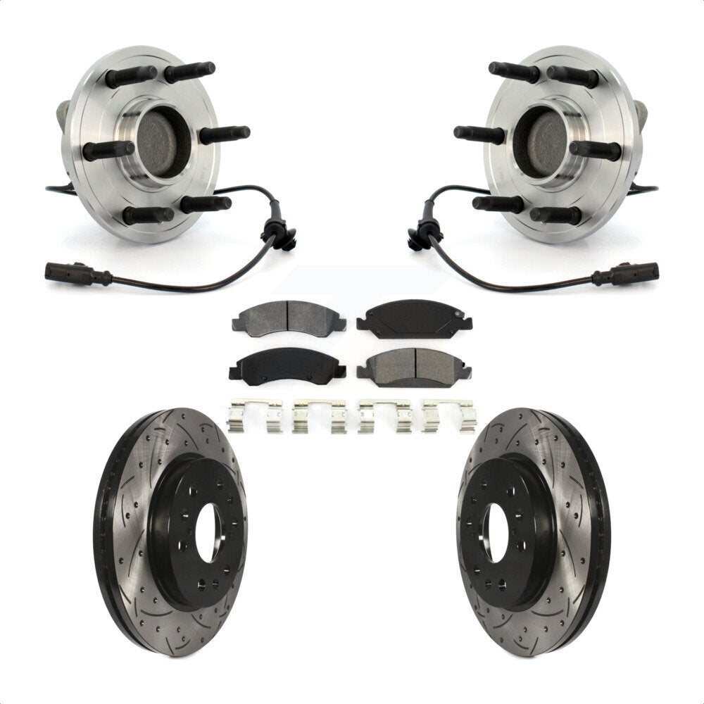 Hub Bearing Drilled Slot Brake Rotor Pad Front Kit For Chevrolet GMC Sierra 1500