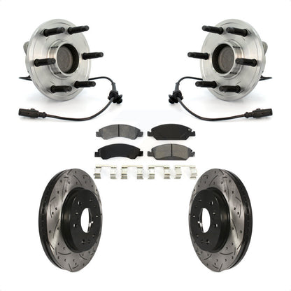 Hub Bearing Drilled Slot Brake Rotor Pad Front Kit For Chevrolet GMC Sierra 1500
