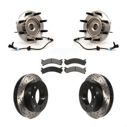 Hub Bearing Drilled Slot Brake Rotor Pad Front Kit For Chevrolet GMC Sierra 2500