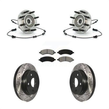 Hub Bearing Assembly Drilled Slot Brake Rotor & Pad Front Kit For Dodge Ram 1500