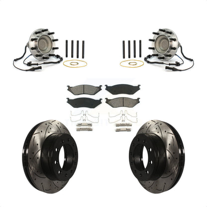 Hub Bearing Drill Slot Brake Rotor Pad Front Kit For Ford F-550 Super Duty F-450