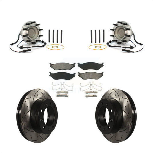 Hub Bearing Drill Slot Brake Rotor Pad Front Kit For Ford F-550 Super Duty F-450