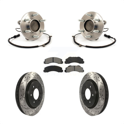 Hub Bearing Coated Drill Slot Brake Rotor Pads Front Kit For 2010 Ford F-150 RWD