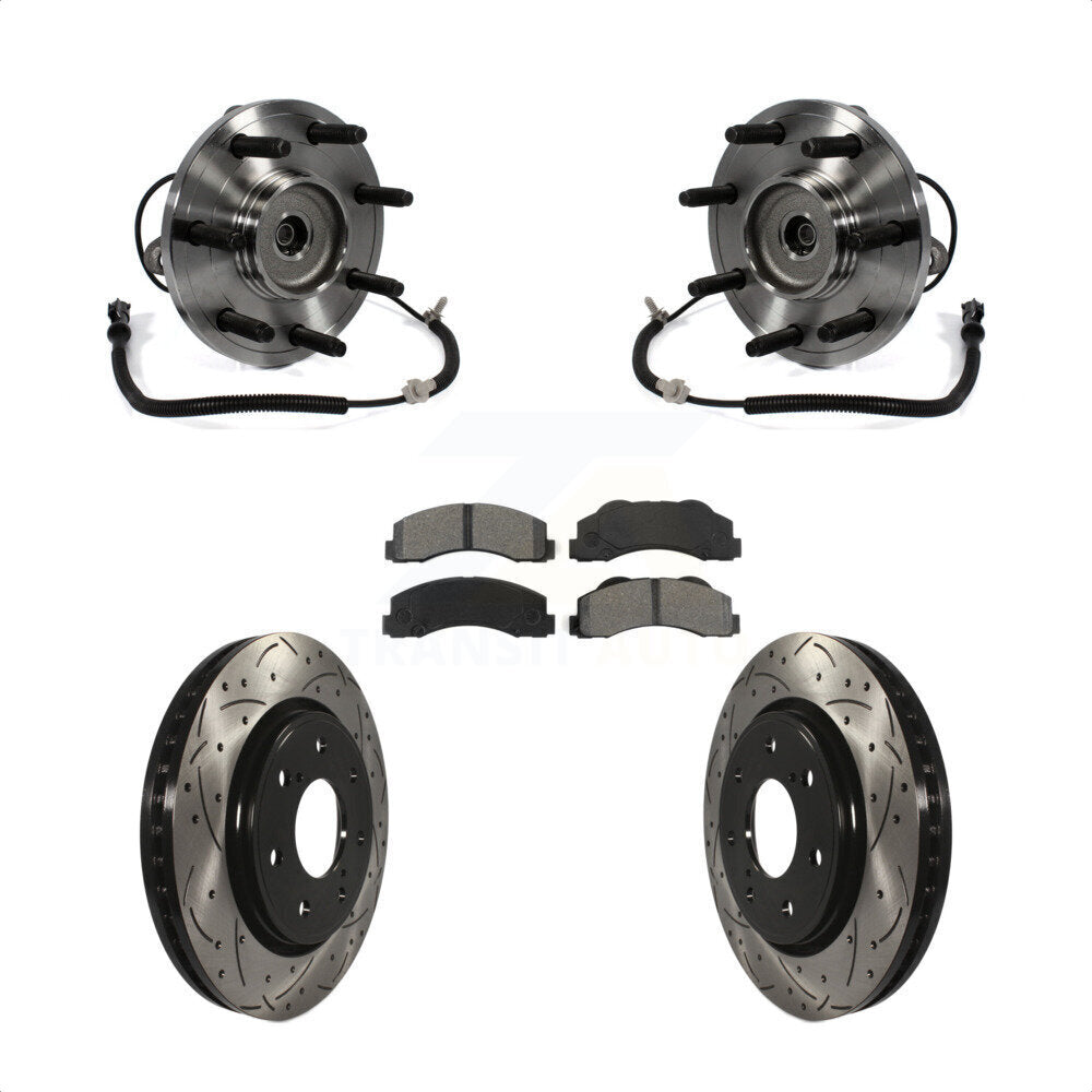 Hub Bearing Assembly Coated Drill Slot Brake Rotor Pads Front Kit For Ford F-150