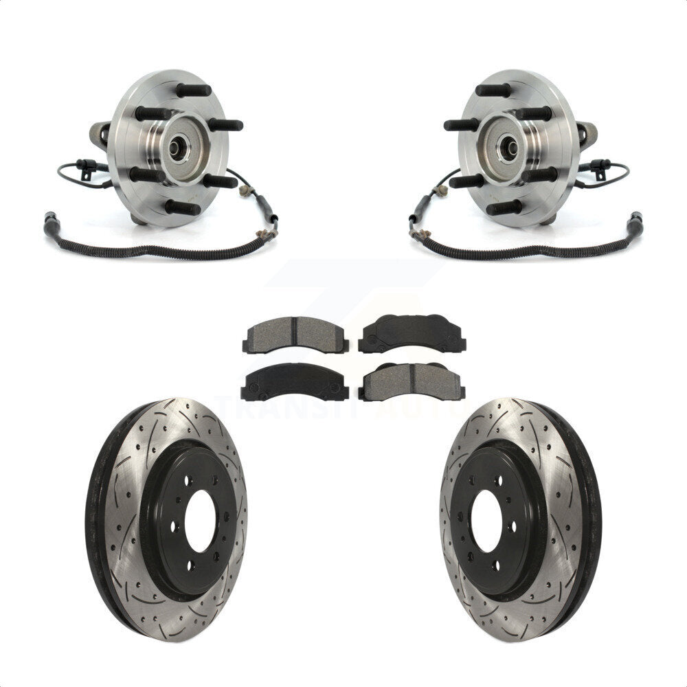 Hub Bearing Assembly Coated Drill Slot Brake Rotor Pads Front Kit For Ford F-150