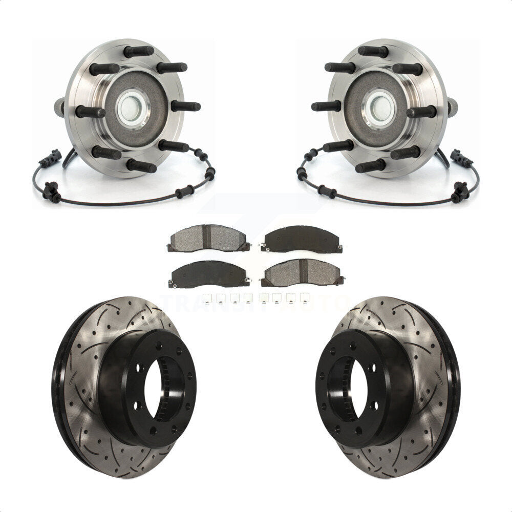 Hub Bearing Drilled Slot Brake Rotor & Pad Front Kit For Dodge Ram 2500 3500 RWD