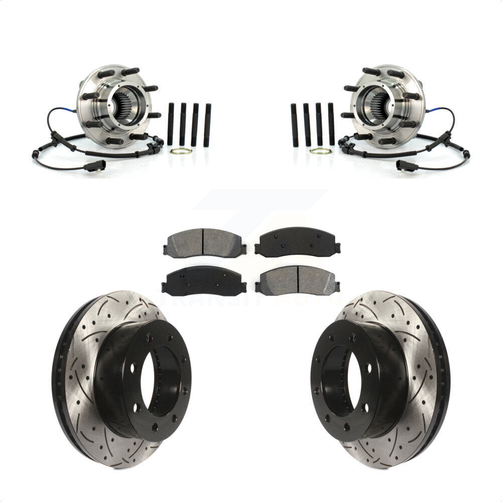Hub Bearing Drill Slot Brake Rotor Pad Front Kit For Ford F-350 Super Duty F-250