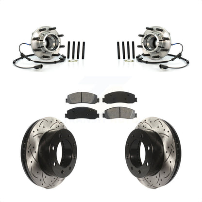 Hub Bearing Drill Slot Brake Rotor Pad Front Kit For Ford F-350 Super Duty F-250