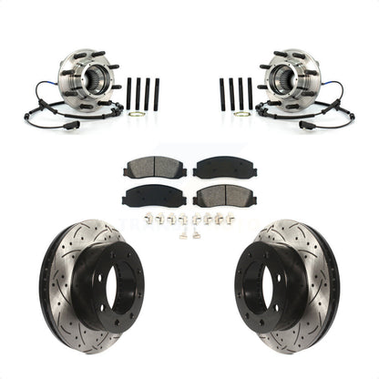 Hub Bearing Drill Slot Brake Rotor Pad Front Kit For Ford F-350 Super Duty F-250