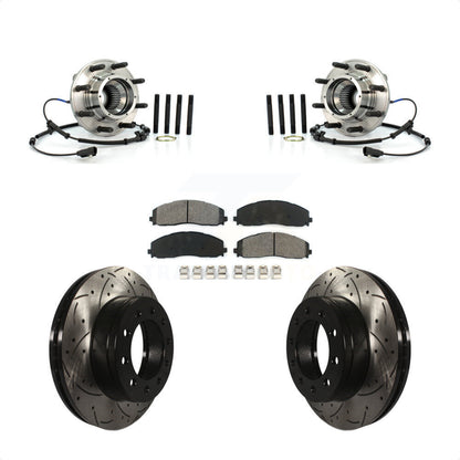 Hub Bearing Drilled Slot Brake Rotor Pad Front Kit For Ford F-250 Super Duty 4WD