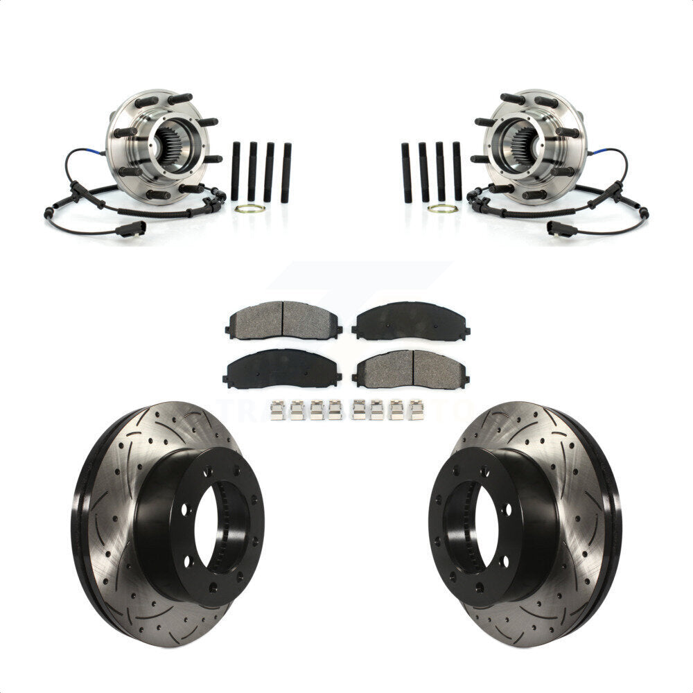 Hub Bearing Drill Slot Brake Rotor Pad Front Kit For Ford F-250 Super Duty F-350