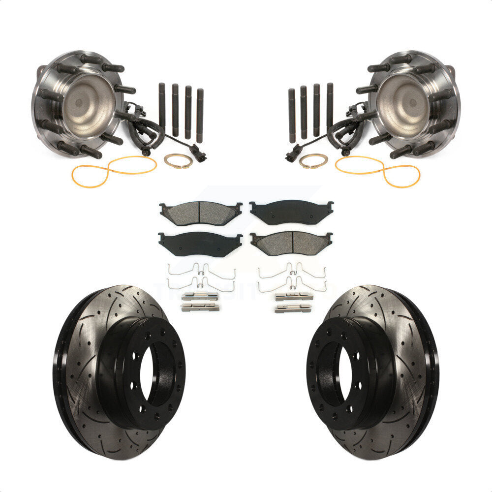 Hub Bearing Drill Slot Brake Rotor Pad Front Kit For Ford F-450 Super Duty F-550