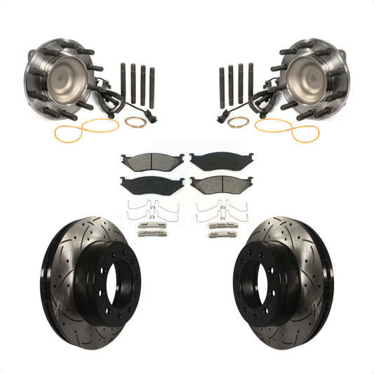 Hub Bearing Drill Slot Brake Rotor Pad Front Kit For Ford F-450 Super Duty F-550