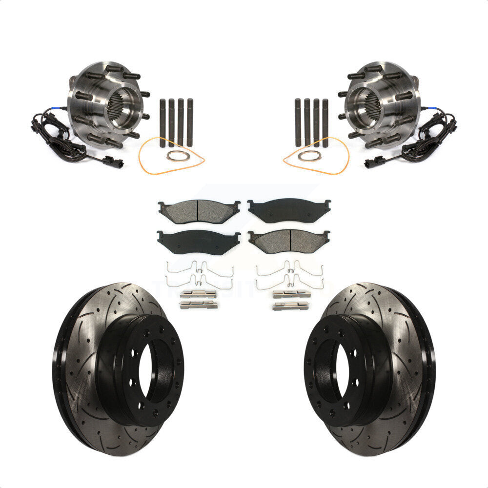 Hub Bearing Drill Slot Brake Rotor Pad Front Kit For Ford F-450 Super Duty F-550