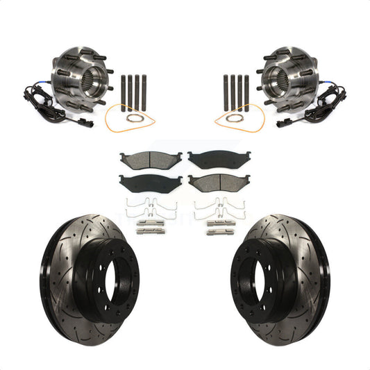 Hub Bearing Drill Slot Brake Rotor Pad Front Kit For Ford F-450 Super Duty F-550