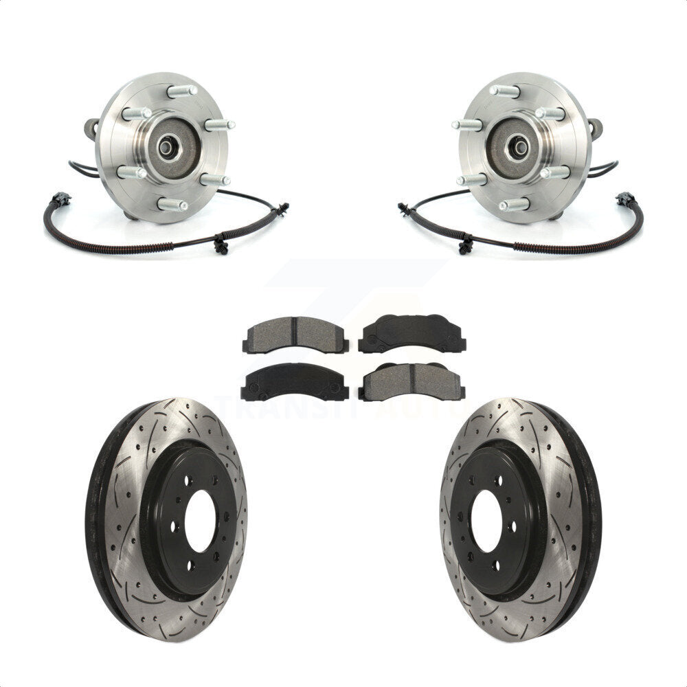 Hub Bearing Coat Drill Slot Brake Rotor Pads Front Kit For Ford F-150 Expedition