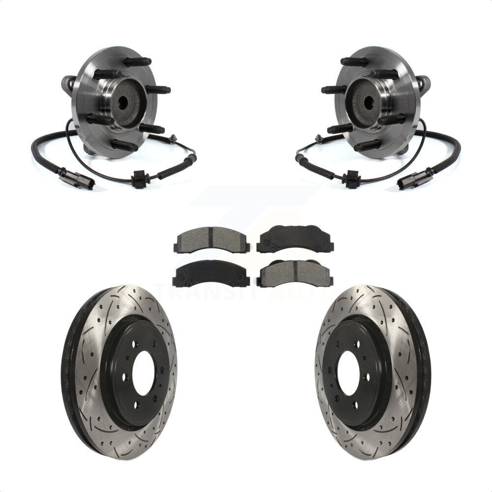 Hub Bearing Drilled Slot Brake Rotor Pad Front Kit For Ford F-150 Expedition RWD
