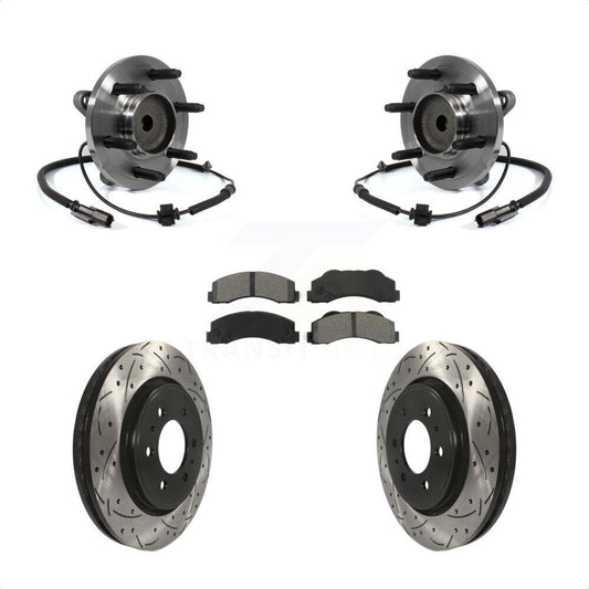 Hub Bearing Drilled Slot Brake Rotor Pad Front Kit For Ford F-150 Expedition RWD