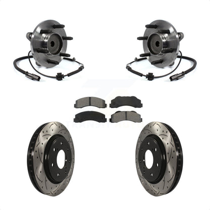 Hub Bearing Drilled Slot Brake Rotor Pads Front Kit For 2011-2014 Ford F-150 RWD