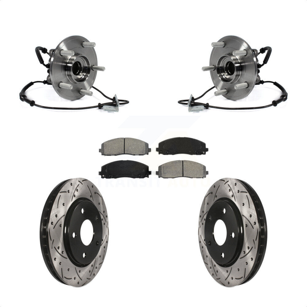 Bearing Assembly Drilled Slot Brake Rotor Pads Front Kit For Dodge Grand Caravan