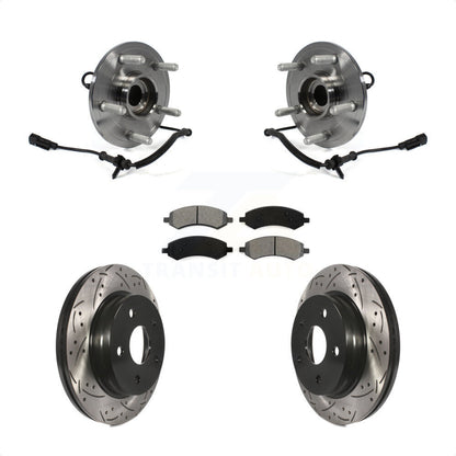 Hub Bearing Coated Drill Slot Brake Rotor Pad Front Kit For Ram 1500 Classic 4WD