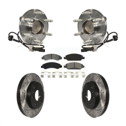 Hub Bearing Drilled Slot Brake Rotor Pad Front Kit For GMC Sierra 1500 Chevrolet