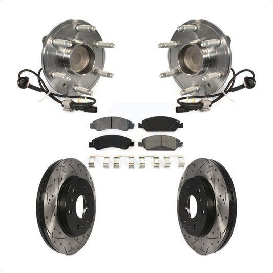 Hub Bearing Drilled Slot Brake Rotor Pad Front Kit For GMC Sierra 1500 Chevrolet