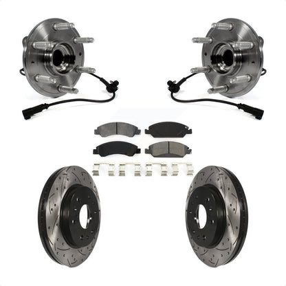 Hub Bearing Drilled Slot Brake Rotor Pad Front Kit For GMC Sierra 1500 Chevrolet