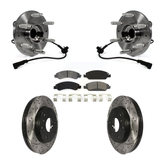 Hub Bearing Drilled Slot Brake Rotor Pad Front Kit For GMC Sierra 1500 Chevrolet